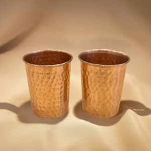 copper hammered cups in pairs